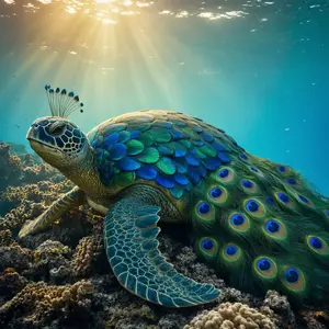 Peacock + Sea turtle
